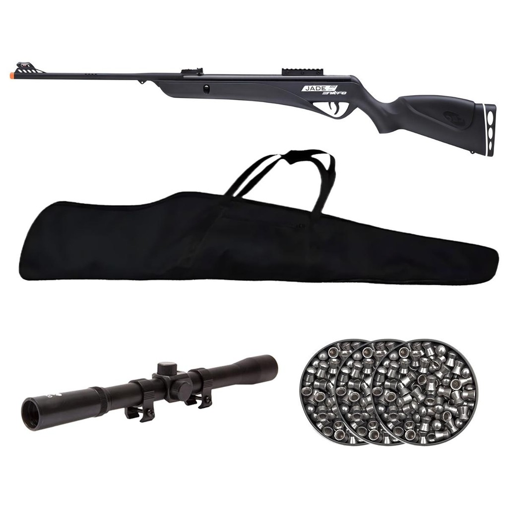 Carabina de Pressão Jade Pro Nitro Preta 4.5mm - CBC + 3 Chumbos + Luneta + Capa em Oferta na Shopee