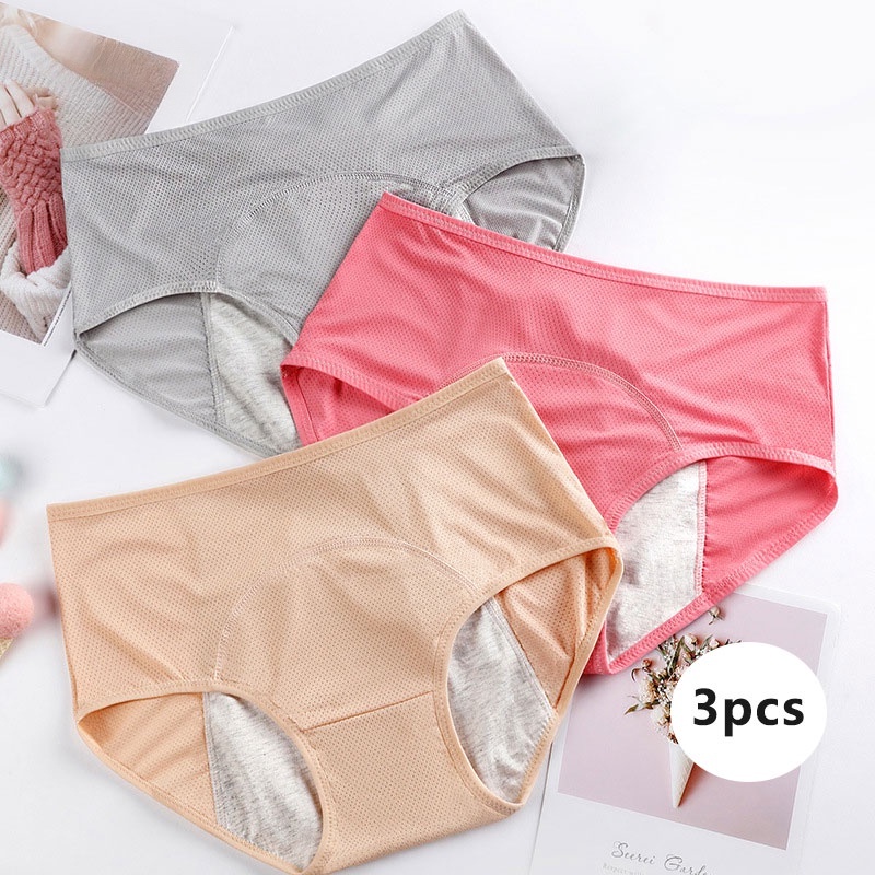 3 pcs/set calcinha menstrual，calcinha absorvente，Calcinhas para incontinência, calcinha antibacteriana，roupa íntima de metal para período menstrual, à prova de vazamento, sexy feminina , Sem Costura , Periods Calcinhas D'água