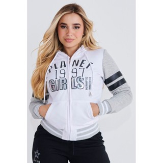 Moletom Feminino Dupla Face For You Planet Girls Branco