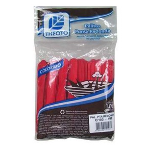 Palito de sorvete Vermelho com 100 unidades Theoto - Home & Living