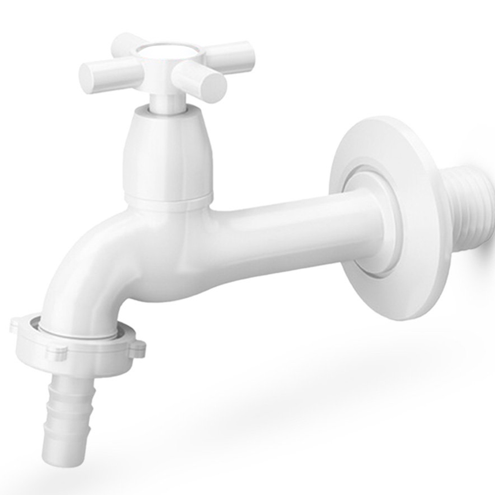 Torneira Tanque Pia Jardim Em Plástico PVC ABS Branca 1/4 Volta Lavanderia Parede Área De Serviço