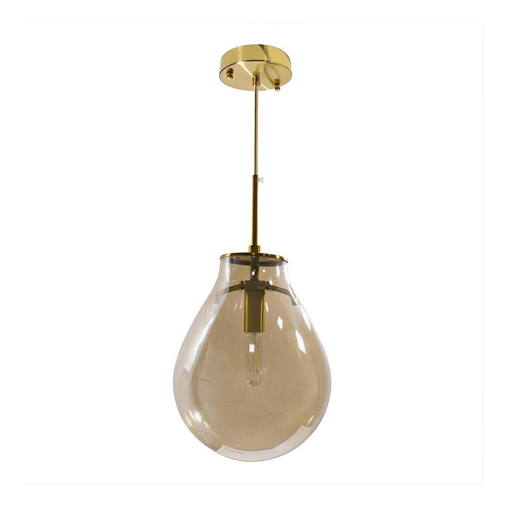 Luminária Pendente Caju Pera Dourado Globo Vidro Sala Quarto Interno