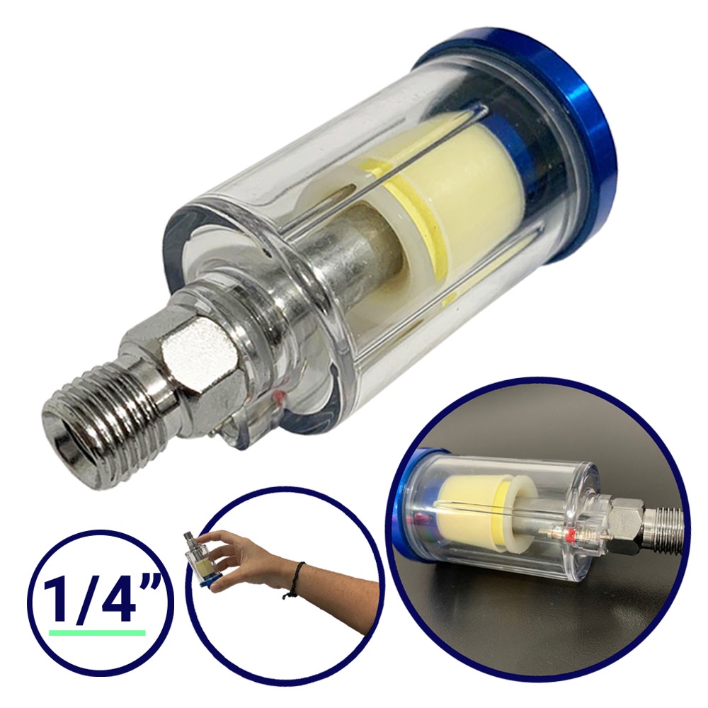 Mini Filtro De Ar Comprimido Para Pistola De Pintura Rosca 1/4 Acessório Compressor de ar Ferragens regulador de ar em Oferta na Shopee