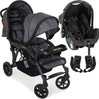 Carrinho de Bebe Gemeos Galzerano Doppio Bebe Conforto Grafite em Oferta na Shopee