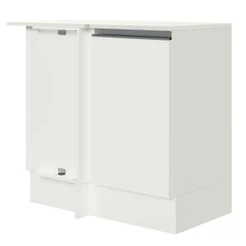 Balcão Armário de Cozinha de Canto 100% MDF com Tampo Branco Smart Madesa
