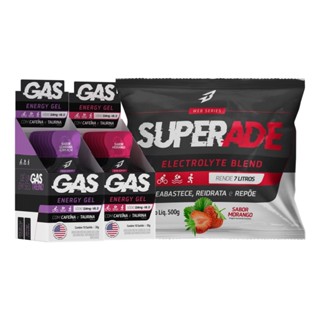 2x Gel de Carboidrato Gas Energy 20 Sachês + Isotônico Superade Pó 500g Bodyaction