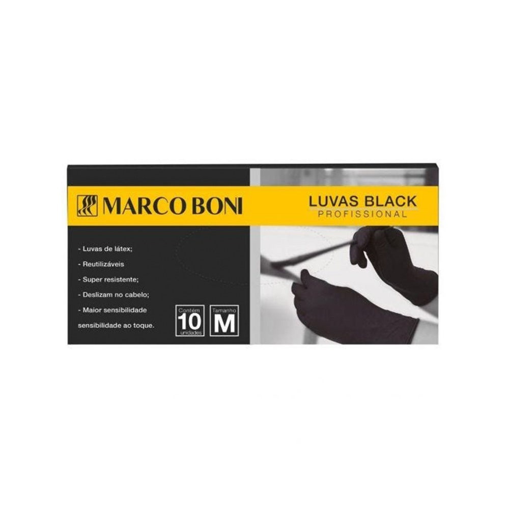 Luva Látex Marco Boni Black Profissional c/10un Tam. M - Health