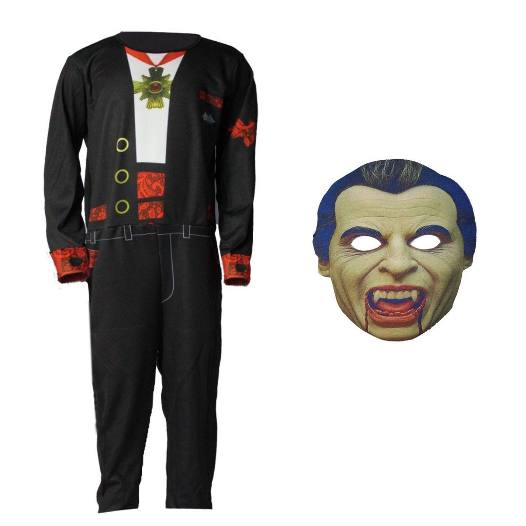 Fantasia Vampiro Infantil Macacão Longo Com Máscara em Oferta na Shopee