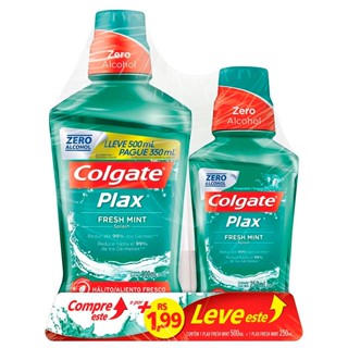 Kit Antisséptico Bucal Plax Fresh Mint 500ml + Plax 250ml