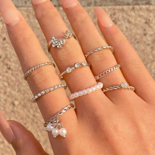 9Pcs Bohemian Rhinestone Conjunto De Anéis De Borboleta Com Anel De Dedo Jóias De Imitação