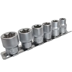 Jogo de Soquete Torx Fêmea 3/8 Aço CrV Pito 10 a 20mm 6 Pçs
