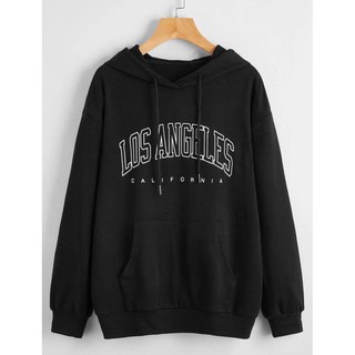 Moletom blusa de frio los angeles estampado tecido grosso 100% algodão modelo canguru flanelado unissex