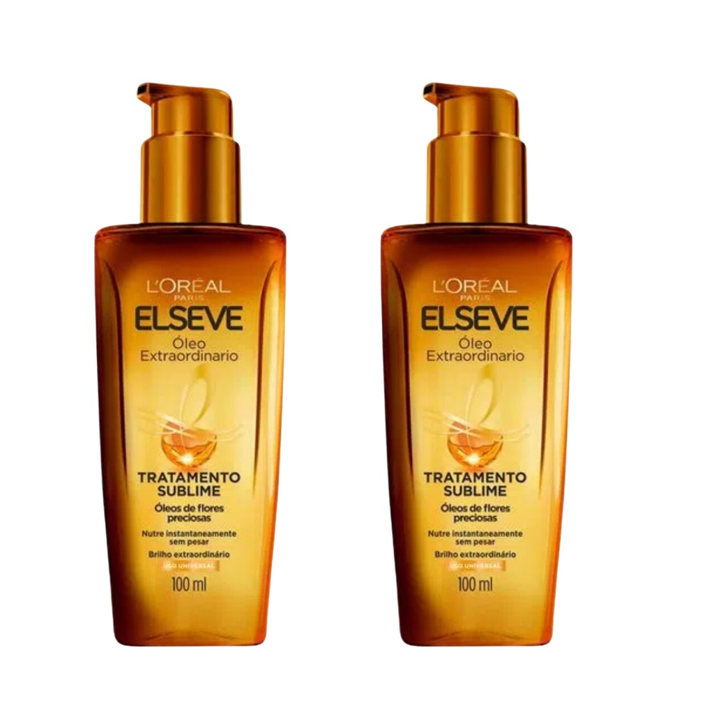 KIT 2 Elseve L'Oréal Paris Óleo Extraordinário Tratamento Capilar 100ml em Oferta na Shopee