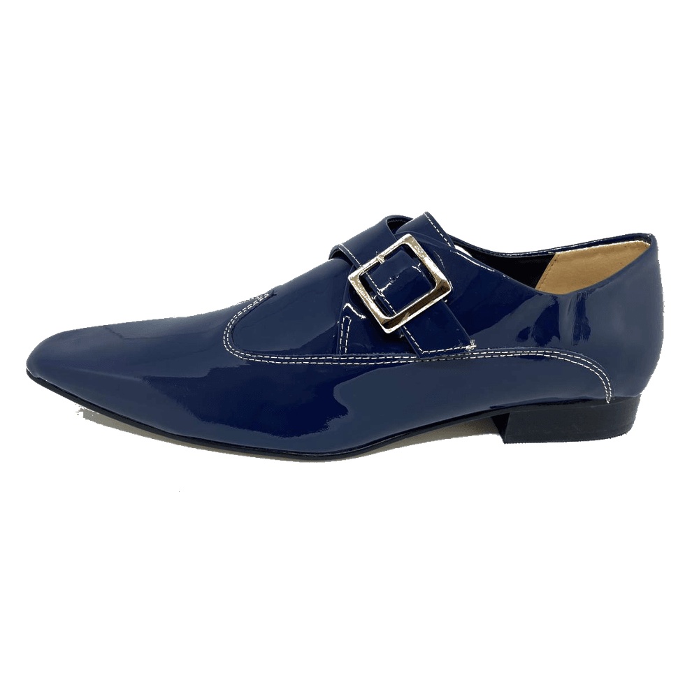 Sapato Masculino Italiano em Couro Social Executivo Azul Originals Bico Fino Ref: 409 Azul
