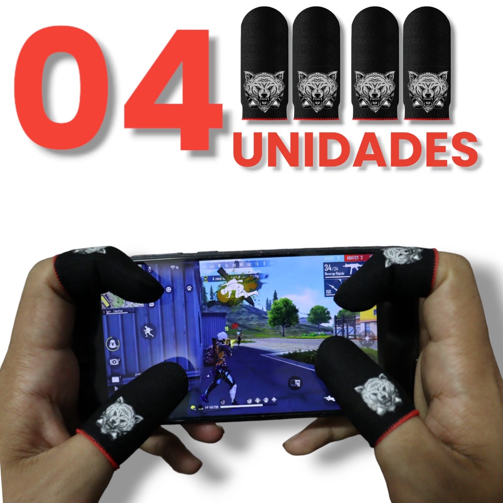 2 Pares 4 Luvinhas De Dedo Gamer De PRATA de Vidro Para Jogar Free fire, Pubg