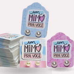 30 pares de Brinco perola com Tag personalizado Mimo Cliente