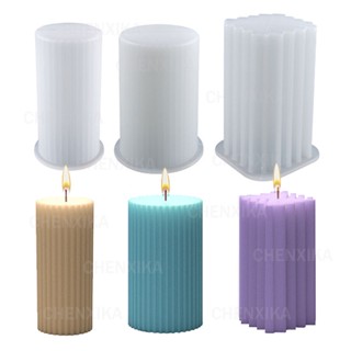 CHK Molde De Cilindro Riscado Para Moldes De Velas De Silicone Bricolage Pilar De Arte 3D Cera Epóxi Resina Cristal Decoração De Casa Ferramentas Confecção De Artesanato