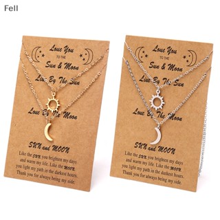 [Fel] 2Pcs Colar De Casal De Sol De Lua De Encanto Aço Inoxidável Corrente De Ligação Do COD