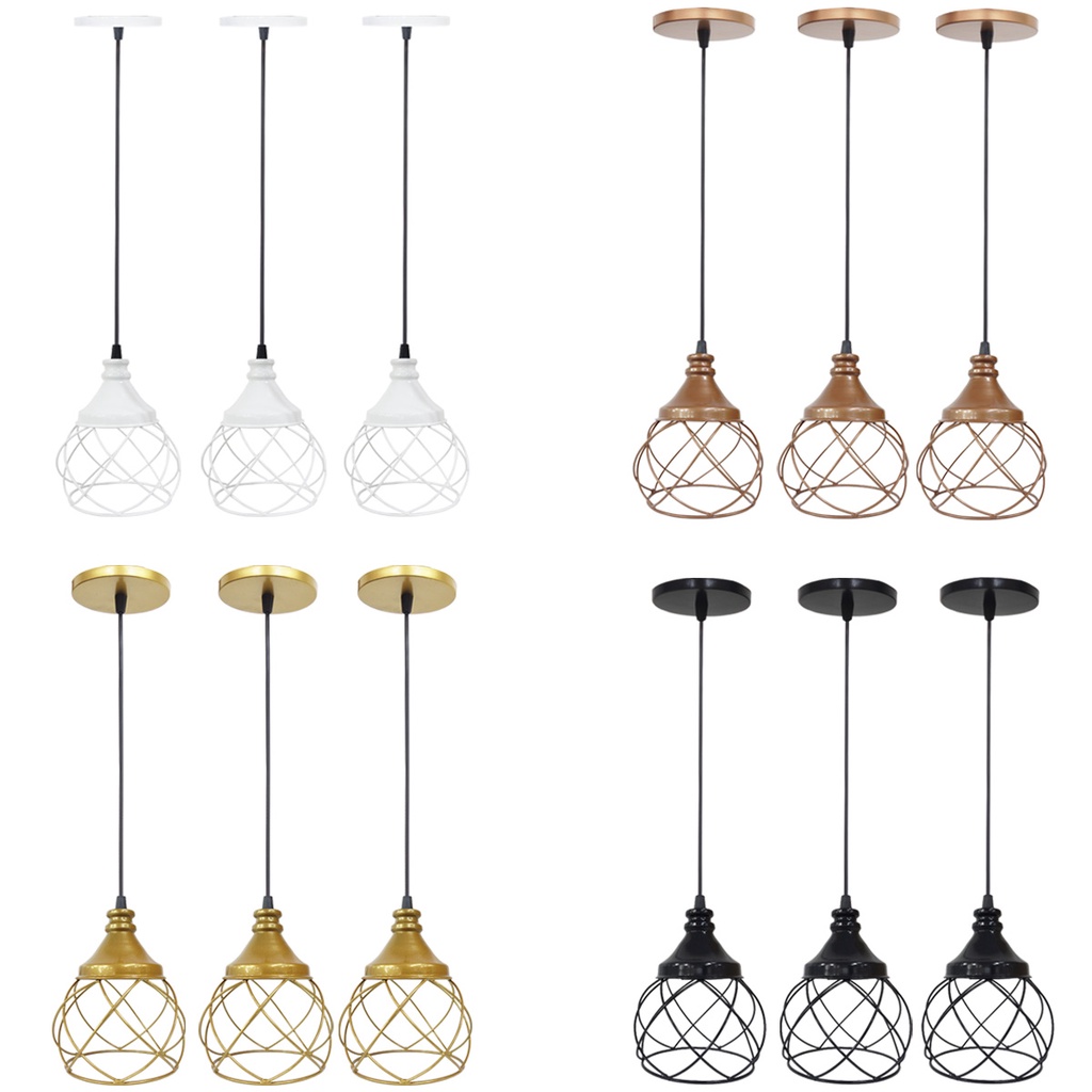 3 Pendentes Aramado Esfera Balonê Lustre Luminária Teto Regulável Sala Cozinha Industrial Agp em Oferta na Shopee