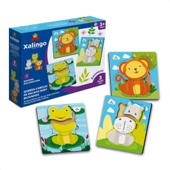 Quebra-Cabeça Infantil De Encaixe Baby Bichinhos 12 Peças Em Madeira 15x5x15 cm +3 Anos Xalingo