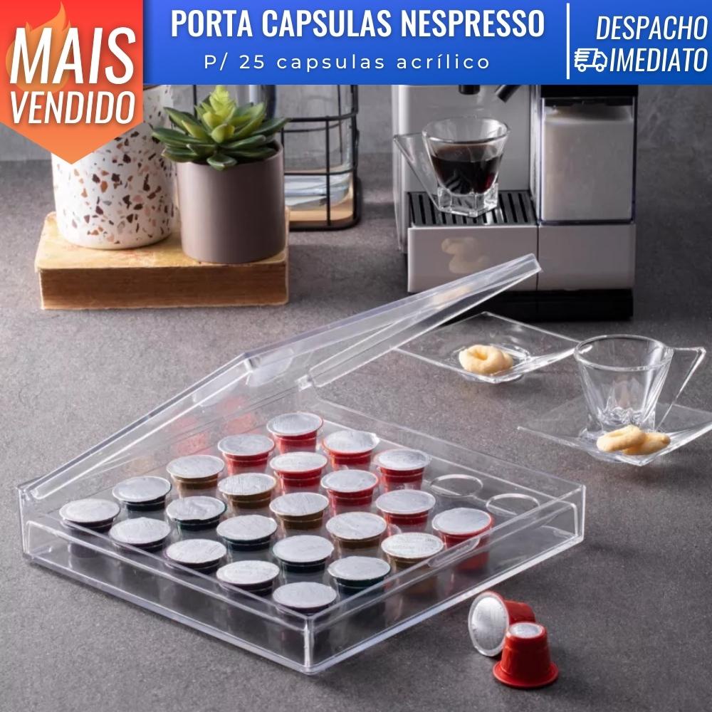 Porta Cápsulas De Café Nespresso Dolce Gusto Tres Coraçoes Acrilico C/ Tampa Transparente