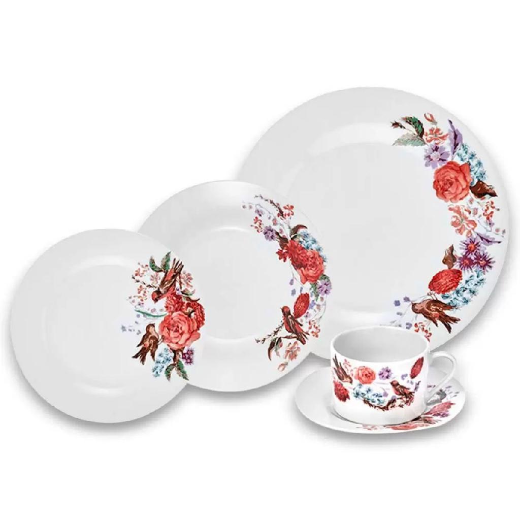 Aparelho de Jantar Birds Conjunto Em Porcelana 20 Peças