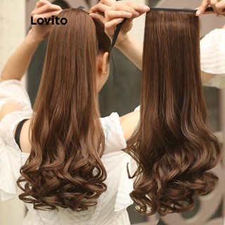 Lovito Casual Extensão Simples Ponytail Lace Up Perucas Onduladas Para Mulheres LWI46008 (Marrom Preto/Marrom Escuro/Marrom Claro)