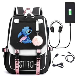 New Star Baby Stitch Stitch Stitch USB Charged Mochila Escolar para Mulheres