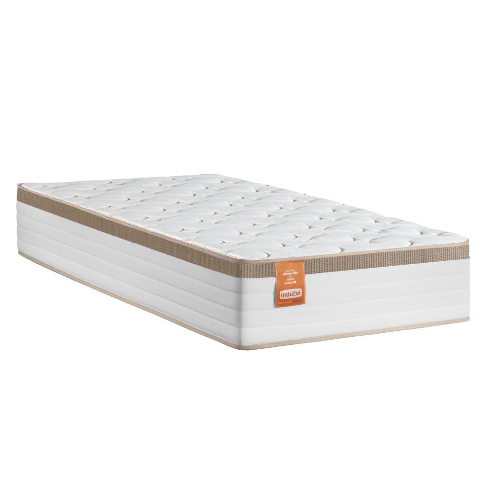 Colchão Solteiro Molas Ensacadas Real 88x188x27cm Branco / Bege - Suporta até 130Kg - Home & Living