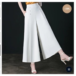 Novo Estilo De Calça De Perna Larga Seda Solta Sentir Temperamento Casual Culotes Longos Grandes