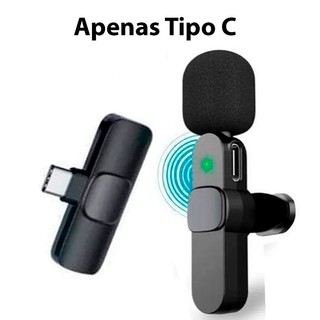 Microfone de Lapela Sem Fio Vlog Tipo C