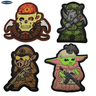 Haike Cross-Border 511 Donut Skull Teacup PVC Borracha Macia Braçadeira Yoda Mochila Militar Tática Adesivo de Mochila Moral Badge