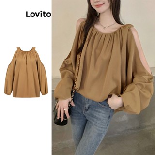 Lovito Blusa Casual com Ombros de Fora para Mulheres L73AD007