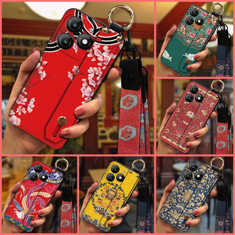 Anti-dust Wristband Phone Case For Itel A70 Back Cover Dirt-resistant ring Shockproof Waterproof Fashion Design Chinese style