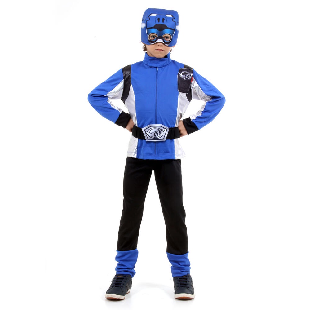 Fantasia Power Rangers Azul Infantil - Beast Morphers em Oferta na Shopee