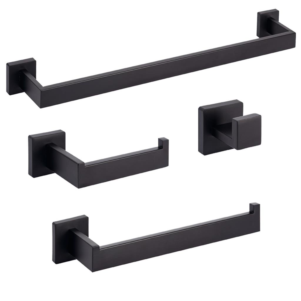 Kit Acessórios Para Banheiro Inox Premium 4 Pecas Preto Fosco