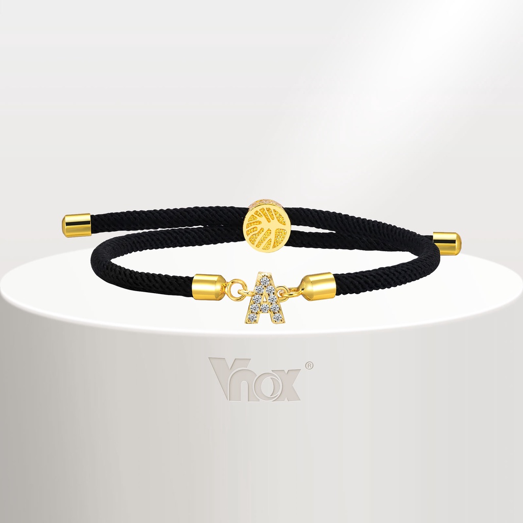 Vnox Zircon Cubic A-Z Carta Inicial Mulher Bracelete Árvore Da Vida De Corda Ajustável Para Pulseira De Jóias