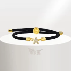 Vnox Zircon Cubic A-Z Carta Inicial Mulher Bracelete Árvore Da Vida De Corda Ajustável Para Pulseira De Jóias