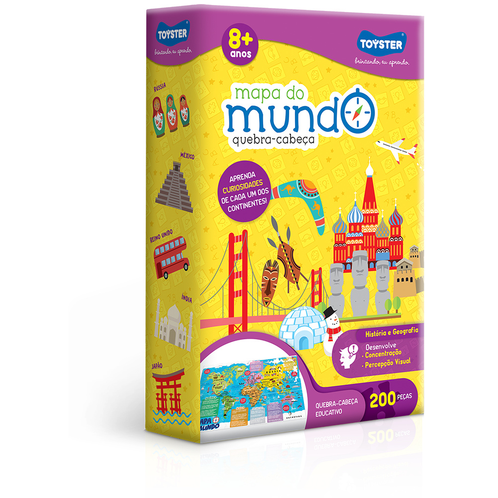 QUEBRA CABEÇA MAPA DO MUNDO 200 PEÇAS TOYSTER JOGO PUZZLE BRINQUEDO INFANTIL EDUCATIVO DIDÁTICO GEO em Oferta na Shopee