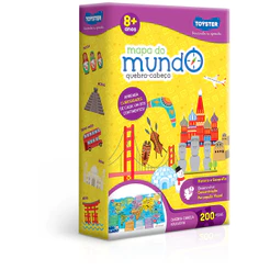 QUEBRA CABEÇA MAPA DO MUNDO 200 PEÇAS TOYSTER JOGO PUZZLE BRINQUEDO INFANTIL EDUCATIVO DIDÁTICO GEO