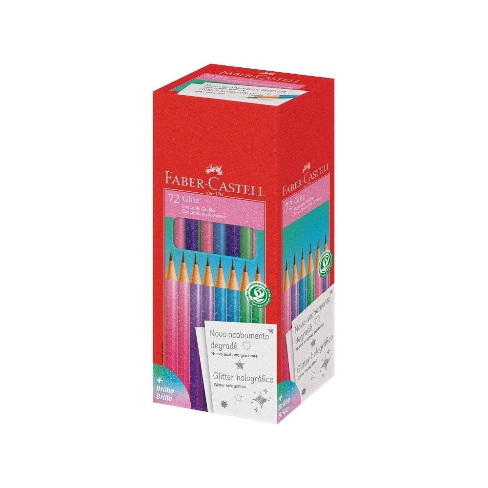 Lápis Faber Castell Grafite Preto Glitz - Embalagem com 72 Unidades