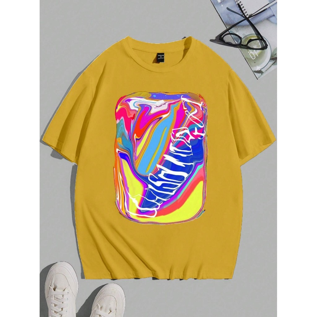 Camiseta Streetwear Unissex Verão Tecido Confortável Estilosa Hip-Hop Blusa Oversized Estampada