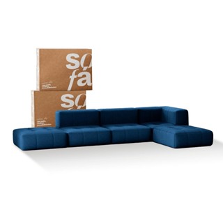 Sofá 3 lugares Modular - Sofá na Caixa	em Boucle com 3 Módulos 3,44m - 1 Braço em Oferta na Shopee