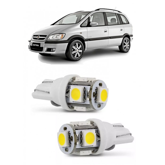 Par Lampada Pingo T10 5 LED Torre Zafira Farol Teto Placa