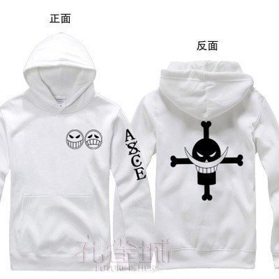 Moletom One Piece Anime Ace Barba Branca Blusa de Frio Canguru Casaco
