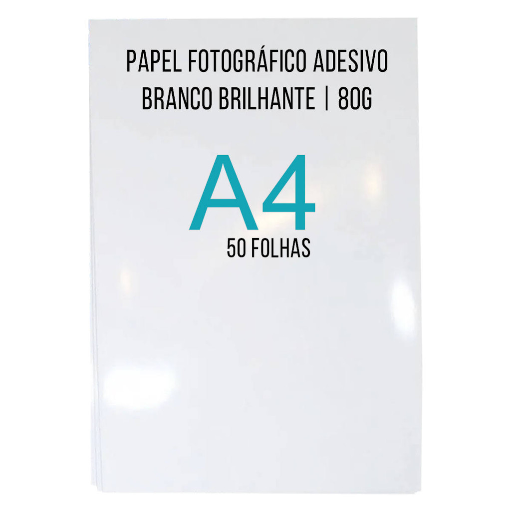 Papel Adesivo A4 80g Glossy 50 folhas 