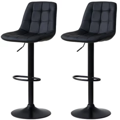 Kit 2 Banqueta Alta Elegance Estofada com Base Giratória e Regulagem de Altura