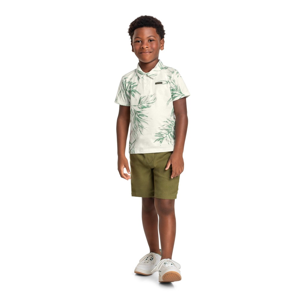 Conjunto com Camisa Polo e Bermuda Infantil para Menino Quimby - Baby & Kids Fashion