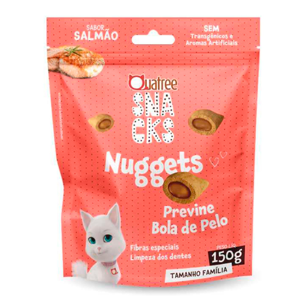 Snack Quatree Nuggets Para Gatos Previne Bola de Pelo Sabor Salmão 150g em Oferta na Shopee