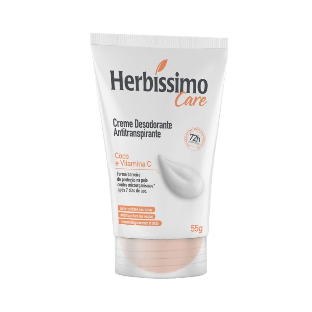 Desodorante Cremoso Herbíssimo Care Coco E Vitamina C 55g em Oferta na Shopee
